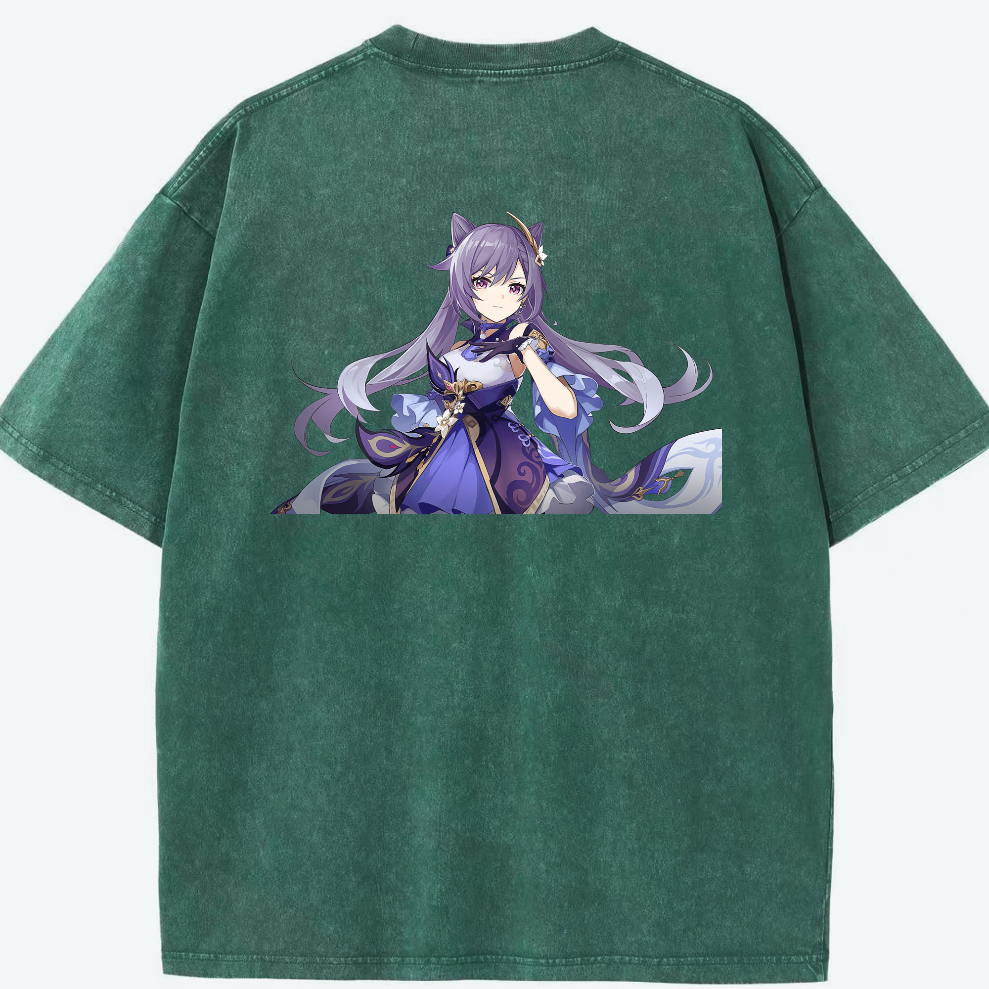 げんし神 刻晴 こくせい genshin Kokusei 綿100% ヴィンテージ風 半袖Tシャツ（背面プリント）